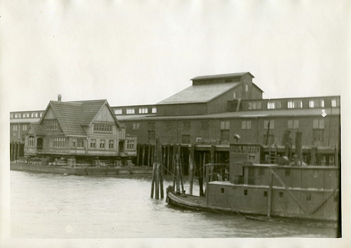 The Weyerhaeuser Building was barged up the Snohomish River from Mill A to Mill B in 1938.